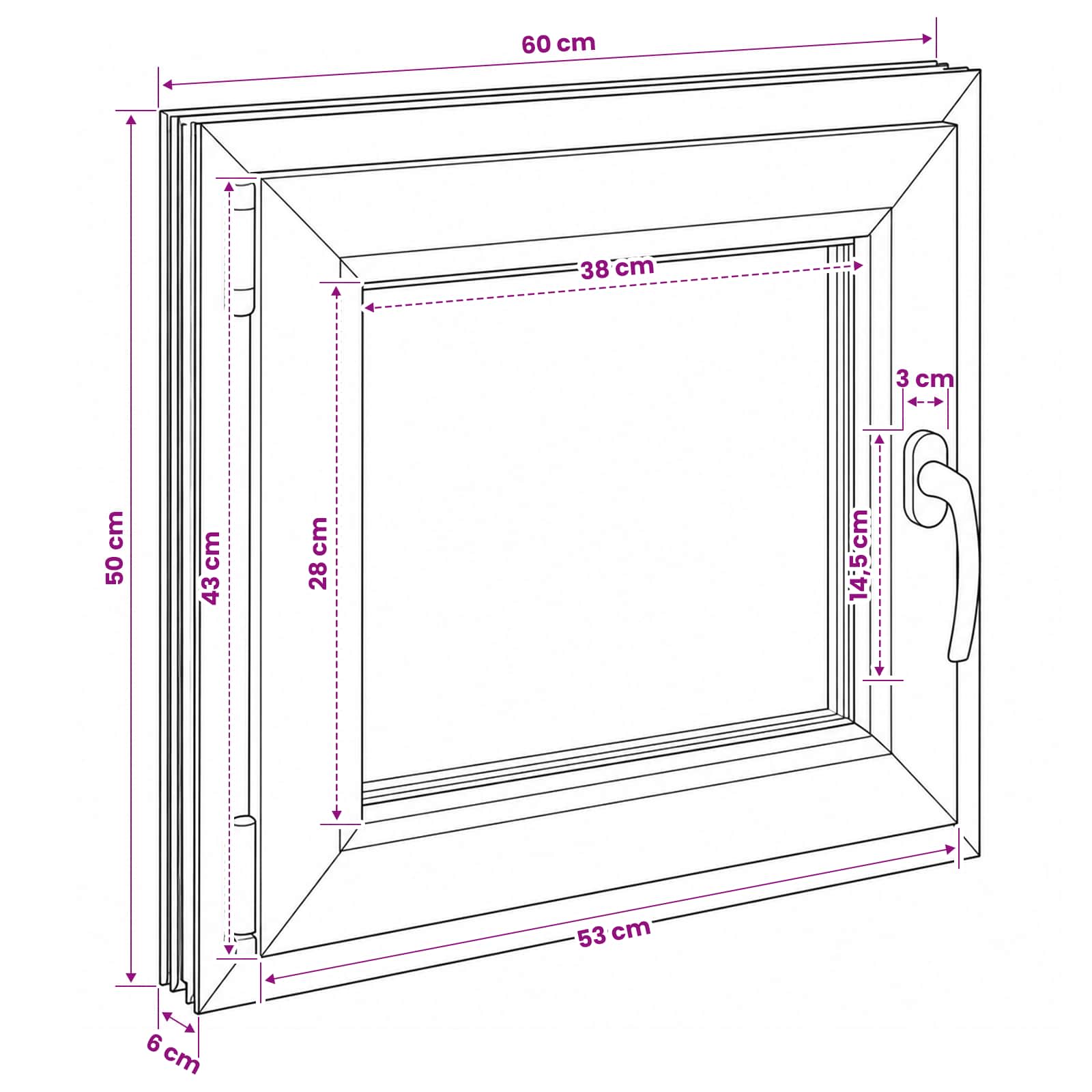 Παράθυρο Κάτω Στρώματος RISOR 60 x 50 cm PVC και Γυαλί - Pakobazaar