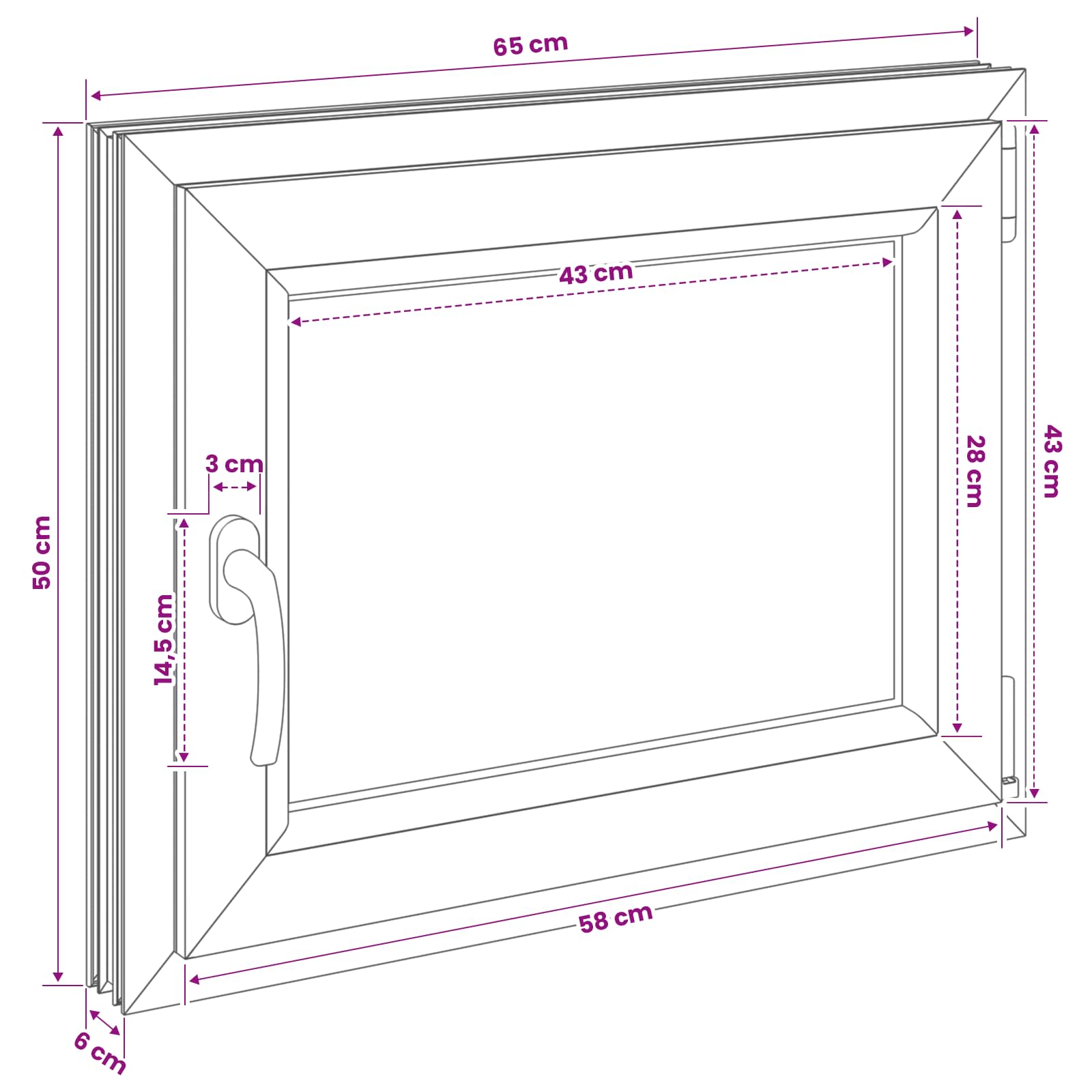 Παράθυρο Κάτω Στρώματος RISOR 50 x 55 εκ PVC και Γυαλί - Pakobazaar