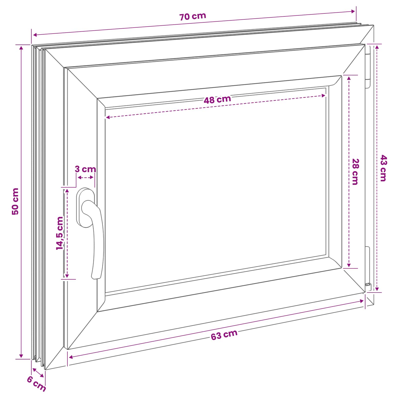 Παράθυρο Κάτω Στρώματος RISOR 70 x 50 cm PVC και Γυαλί - Pakobazaar