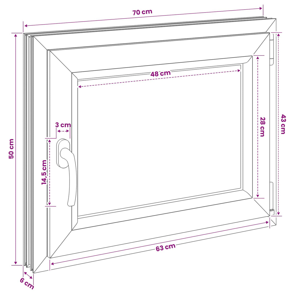 Παράθυρο Κάτω Στρώματος RISOR 70 x 50 cm PVC και Γυαλί - Pakobazaar