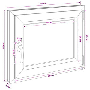 Παράθυρο Κάτω Στρώματος RISOR 70 x 50 cm PVC και Γυαλί - Pakobazaar