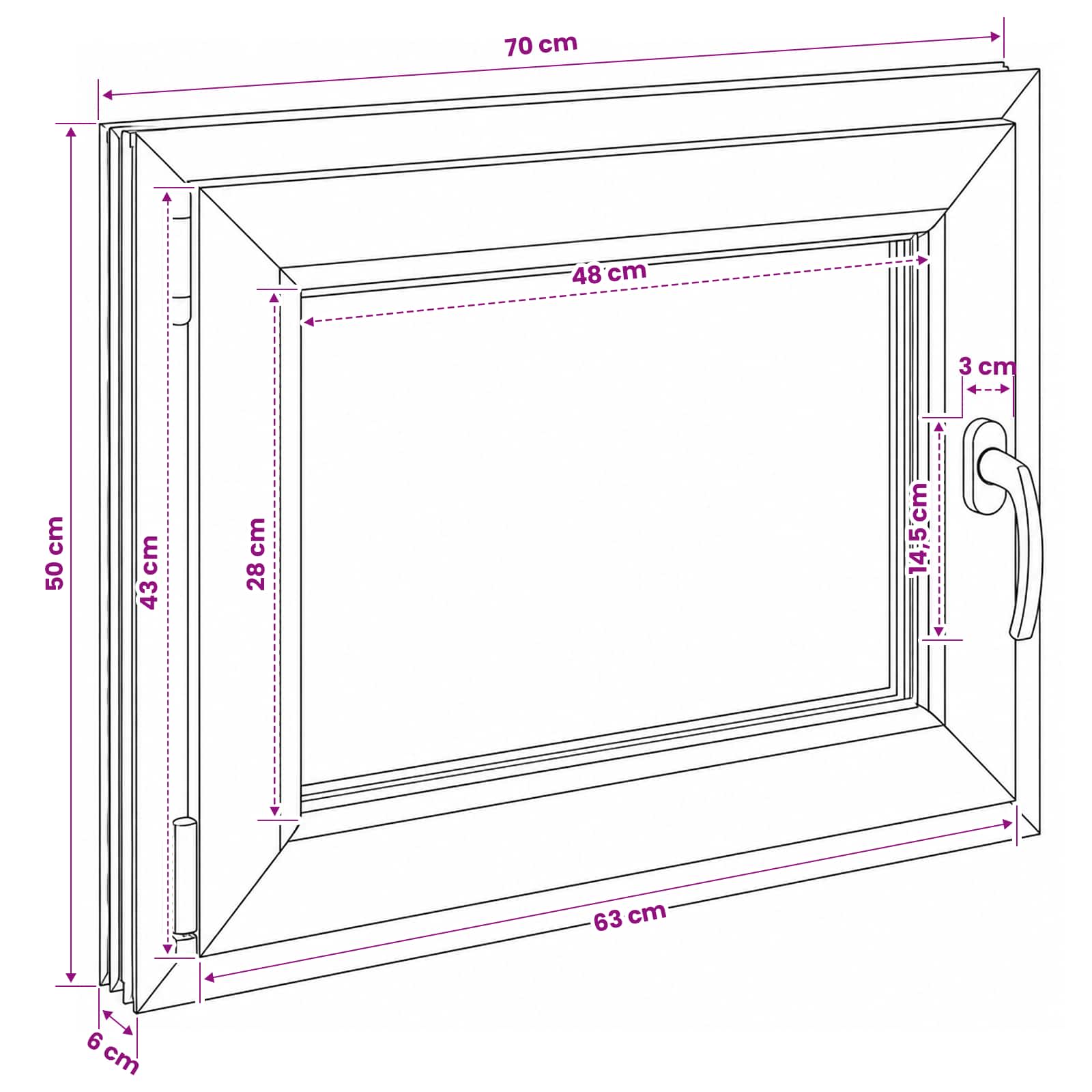 Παράθυρο Κάτω Στρώματος RISOR 70 x 50 cm PVC και Γυαλί - Pakobazaar