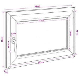 Παράθυρο Κάτω Στρώματος RISOR 95 x 50 εκ. PVC και Γυαλί - Pakobazaar