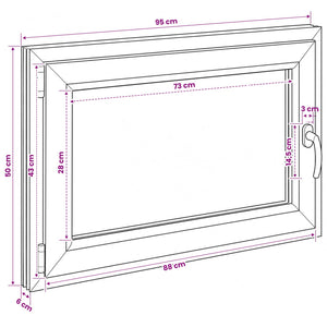 Παράθυρο Κάτω Στρώματος RISOR 95 x 50 εκ. PVC και Γυαλί - Pakobazaar