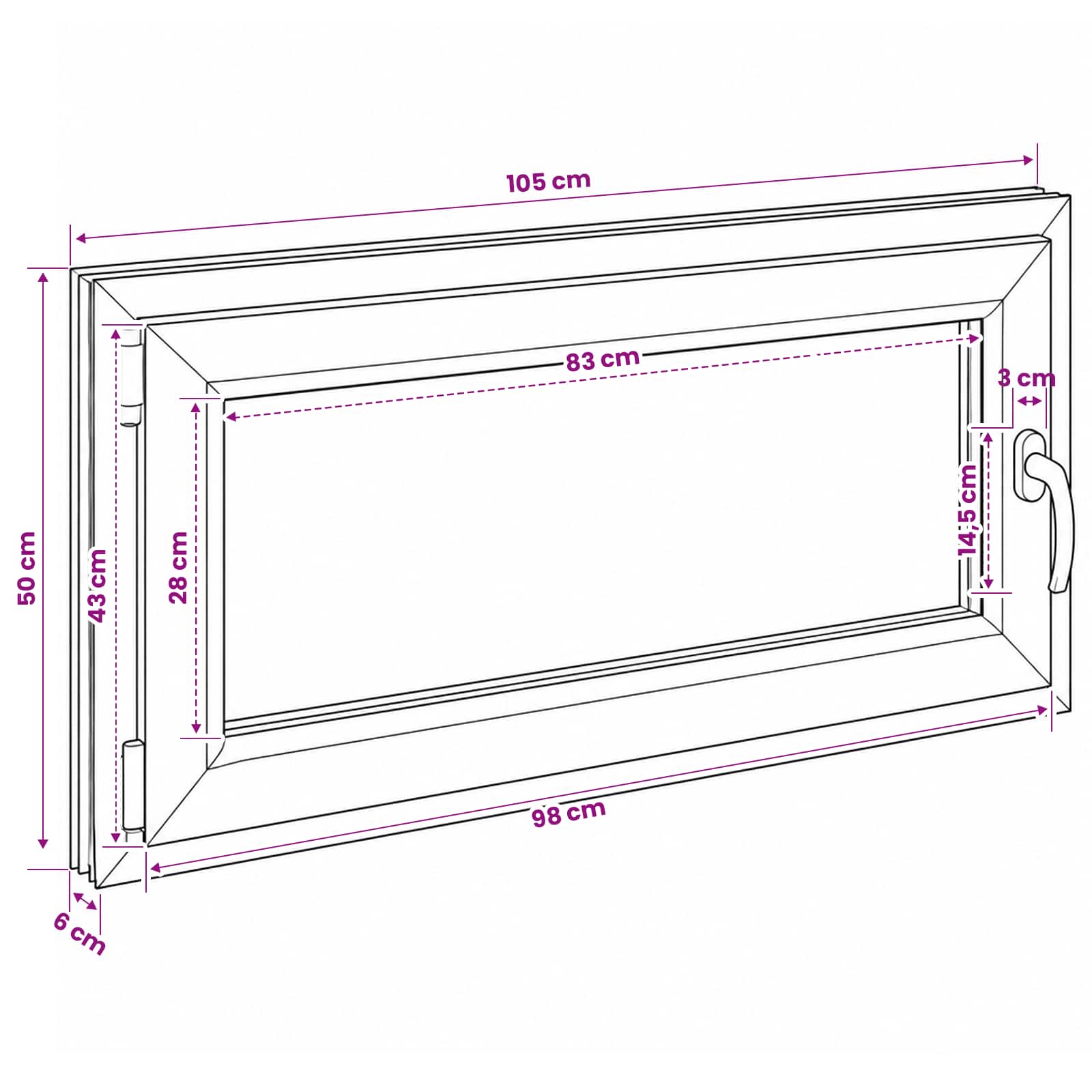 Παράθυρο Κάτω Στρώματος RISOR 50 x 55 εκ PVC και Γυαλί - Pakobazaar