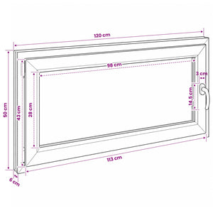 Παράθυρο Κάτω Στρώματος RISOR 120 x 50 cm PVC και Γυαλί - Pakobazaar