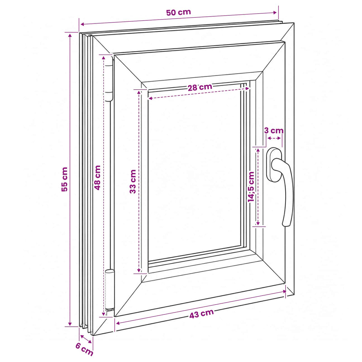 Παράθυρο Κάτω Στρώματος RISOR 50 x 55 εκ PVC και Γυαλί - Pakobazaar