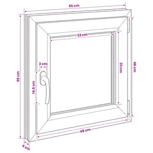 Παράθυρο Κάτω Στρώματος RISOR 55 x 55 εκ PVC και Γυαλί - Pakobazaar