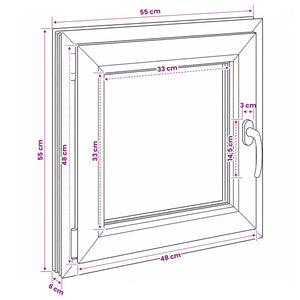 Παράθυρο Κάτω Στρώματος RISOR 55 x 55 εκ PVC και Γυαλί - Pakobazaar