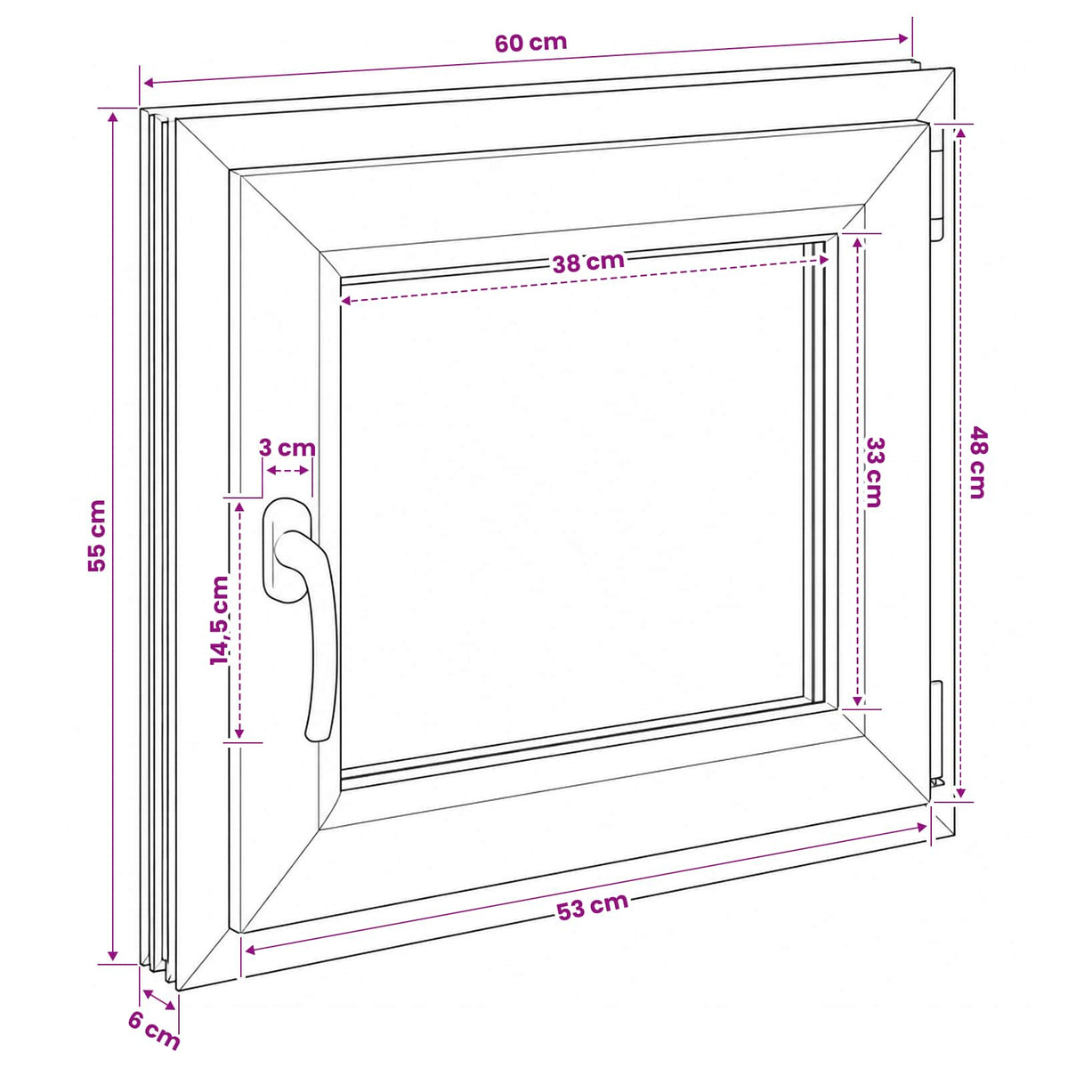 Παράθυρο Κάτω Στρώματος RISOR 60 x 55 cm PVC και Γυαλί - Pakobazaar