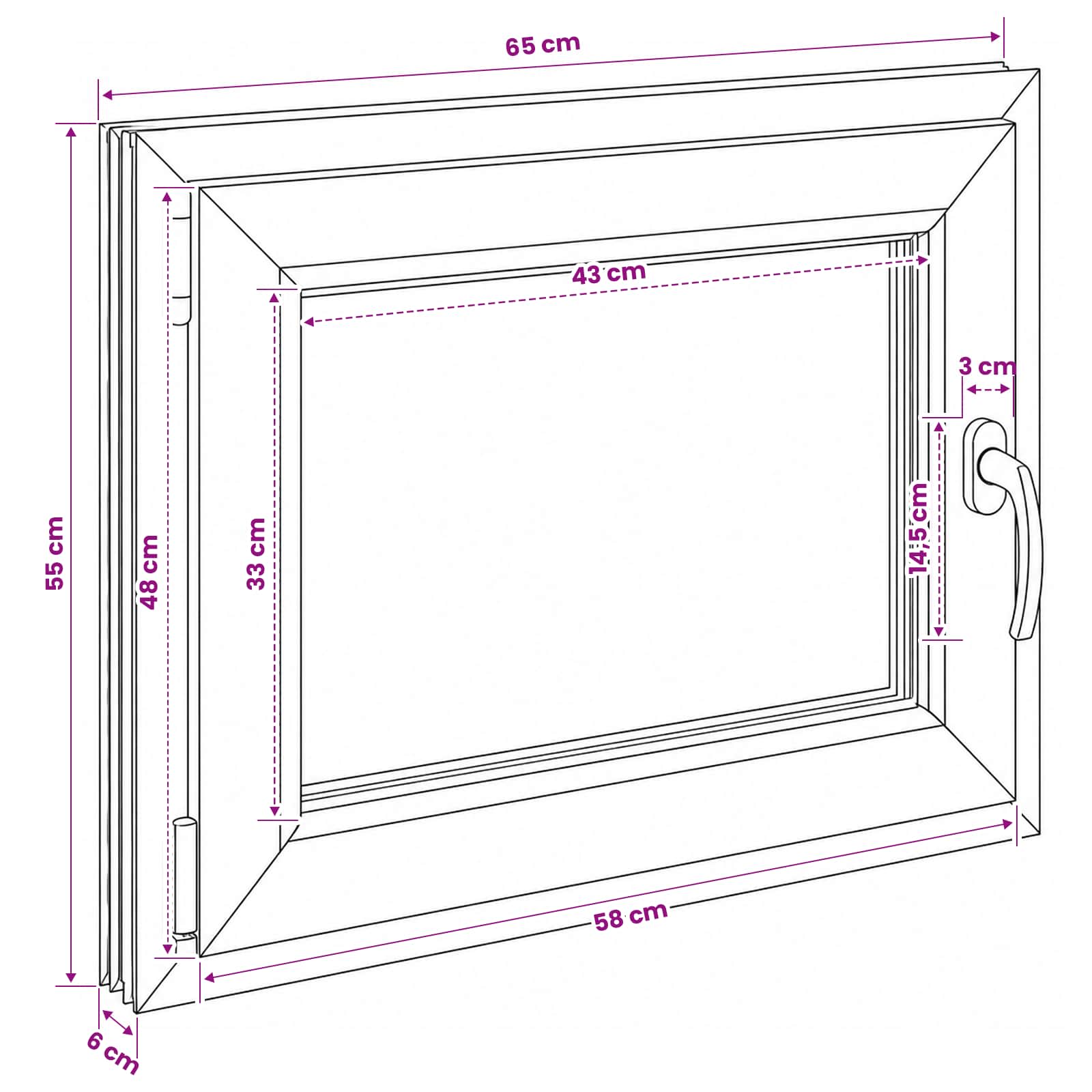 Παράθυρο Κάτω Στρώματος RISOR 50 x 55 εκ PVC και Γυαλί - Pakobazaar