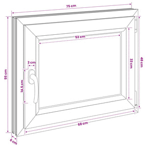 Παράθυρο Κάτω Στρώματος RISOR 50 x 55 εκ PVC και Γυαλί - Pakobazaar