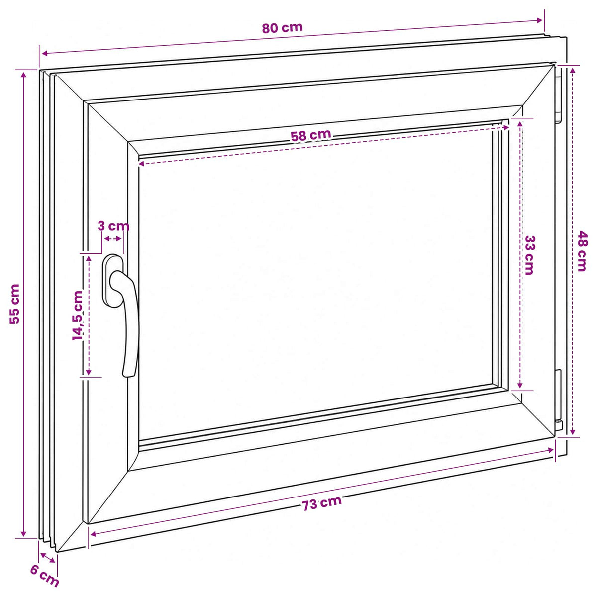 Παράθυρο Κάτω Στρώματος RISOR 80 x 55 cm PVC και Γυαλί - Pakobazaar