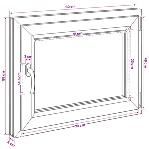 Παράθυρο Κάτω Στρώματος RISOR 80 x 55 cm PVC και Γυαλί - Pakobazaar