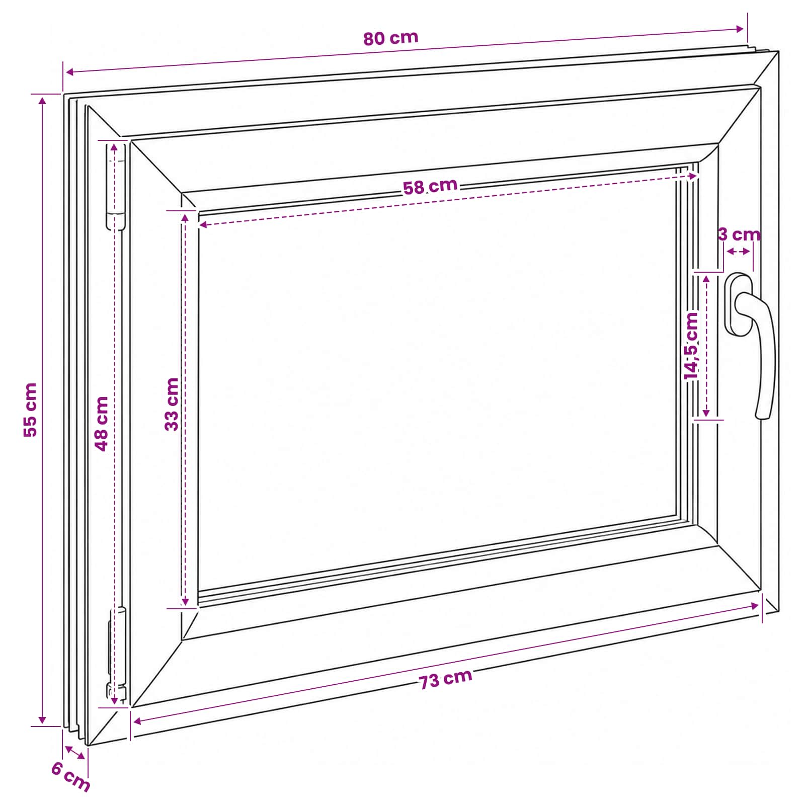 Παράθυρο Κάτω Στρώματος RISOR 80 x 55 cm PVC και Γυαλί - Pakobazaar
