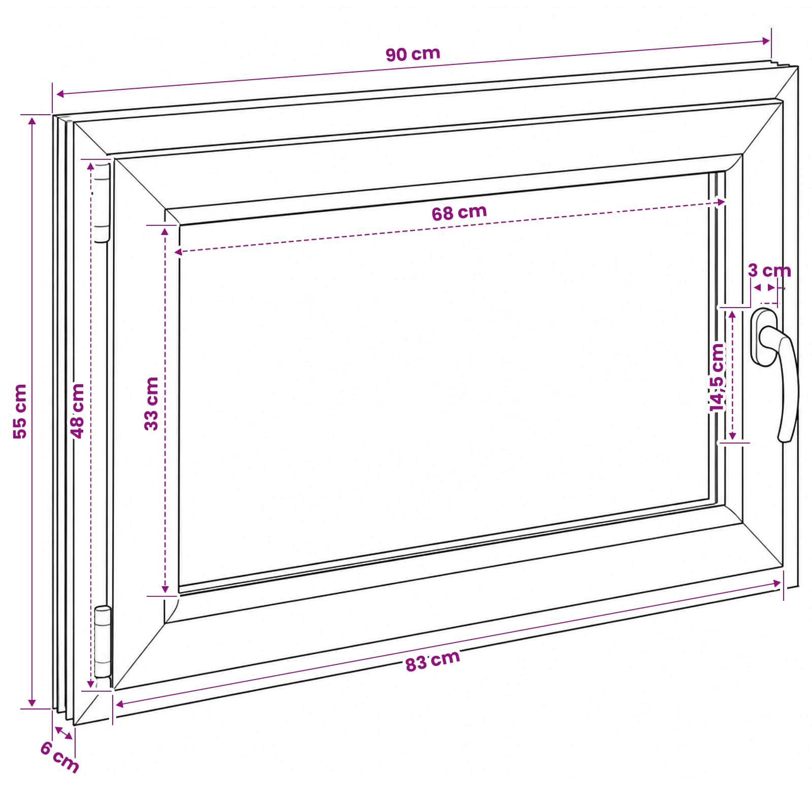 Παράθυρο Κάτω Στρώματος RISOR 90 x 55 cm PVC και Γυαλί - Pakobazaar