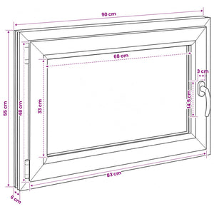 Παράθυρο Κάτω Στρώματος RISOR 90 x 55 cm PVC και Γυαλί - Pakobazaar