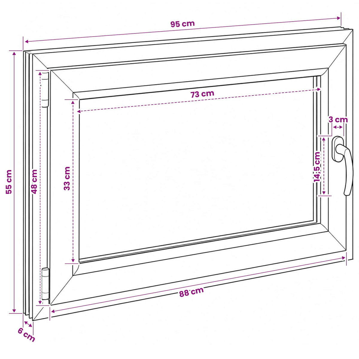 Παράθυρο Κάτω Στρώματος RISOR 50 x 55 εκ PVC και Γυαλί - Pakobazaar