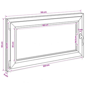Παράθυρο Κάτω Στρώματος RISOR 110 x 55 εκ. PVC και Γυαλί - Pakobazaar