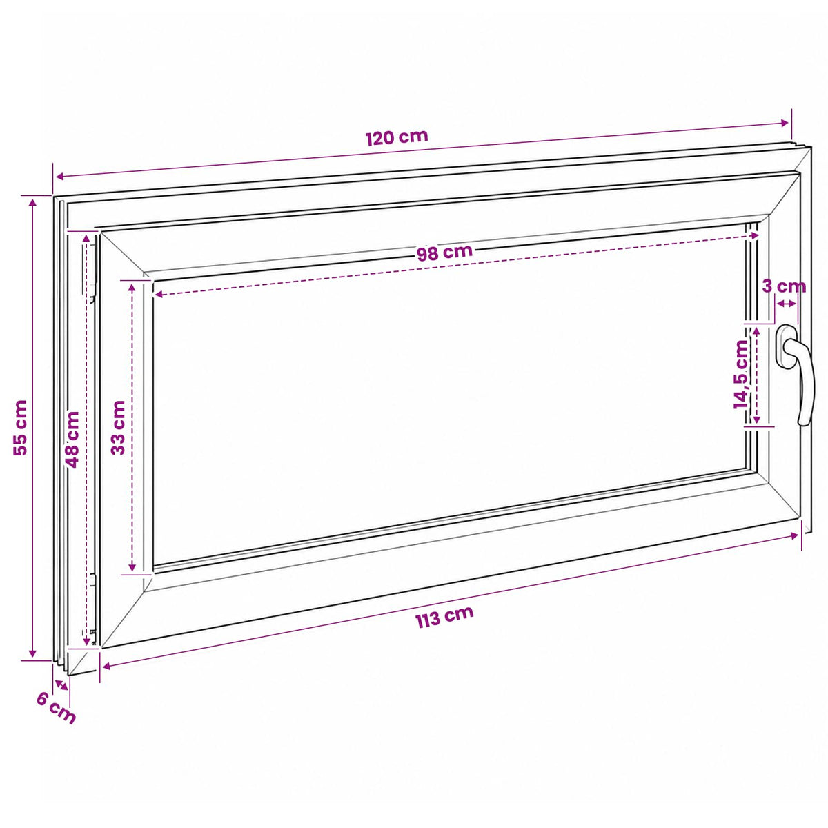 Παράθυρο Κάτω Στρώματος RISOR 50 x 55 εκ PVC και Γυαλί - Pakobazaar