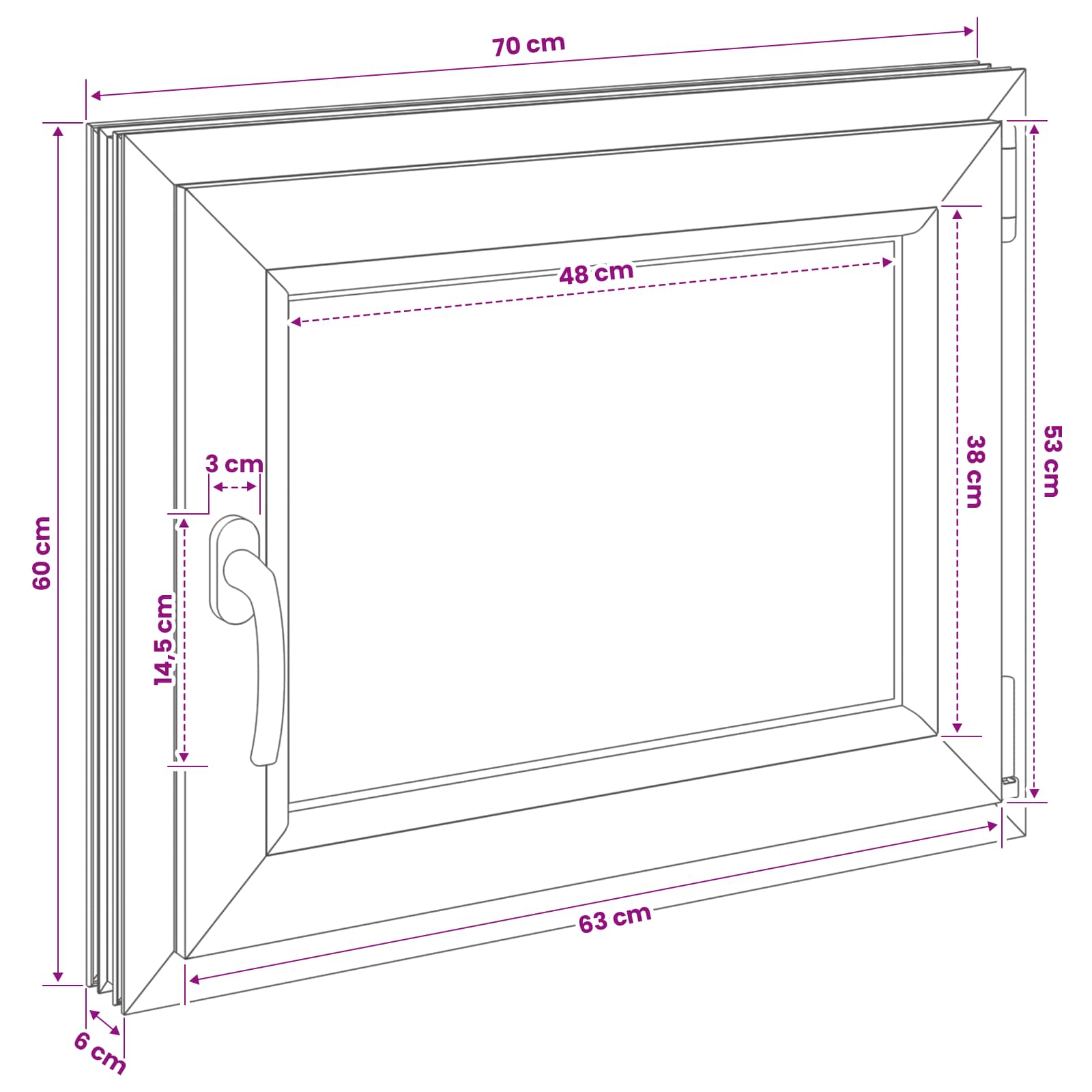 Παράθυρο Κάτω Στρώματος RISOR 70 x 60 cm PVC και Γυαλί - Pakobazaar