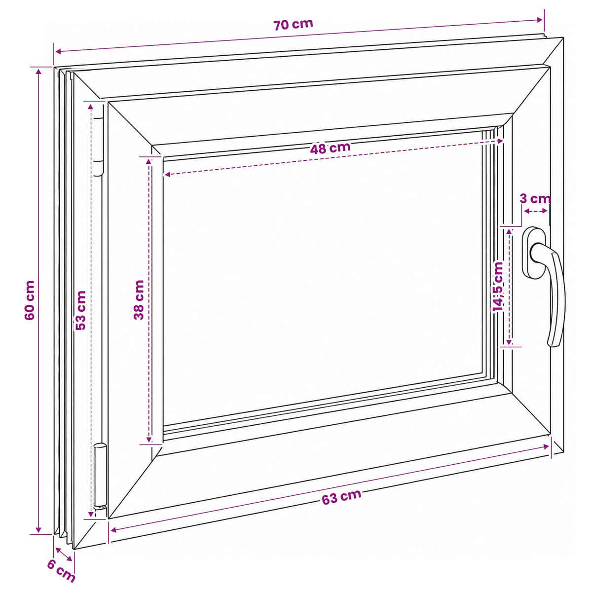 Παράθυρο Κάτω Στρώματος RISOR 70 x 60 cm PVC και Γυαλί - Pakobazaar