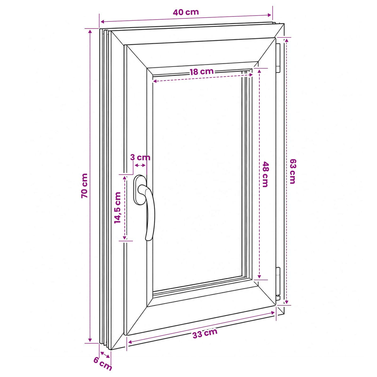 Παράθυρο Κάτω Στρώματος RISOR 40 x 70 cm PVC και Γυαλί - Pakobazaar