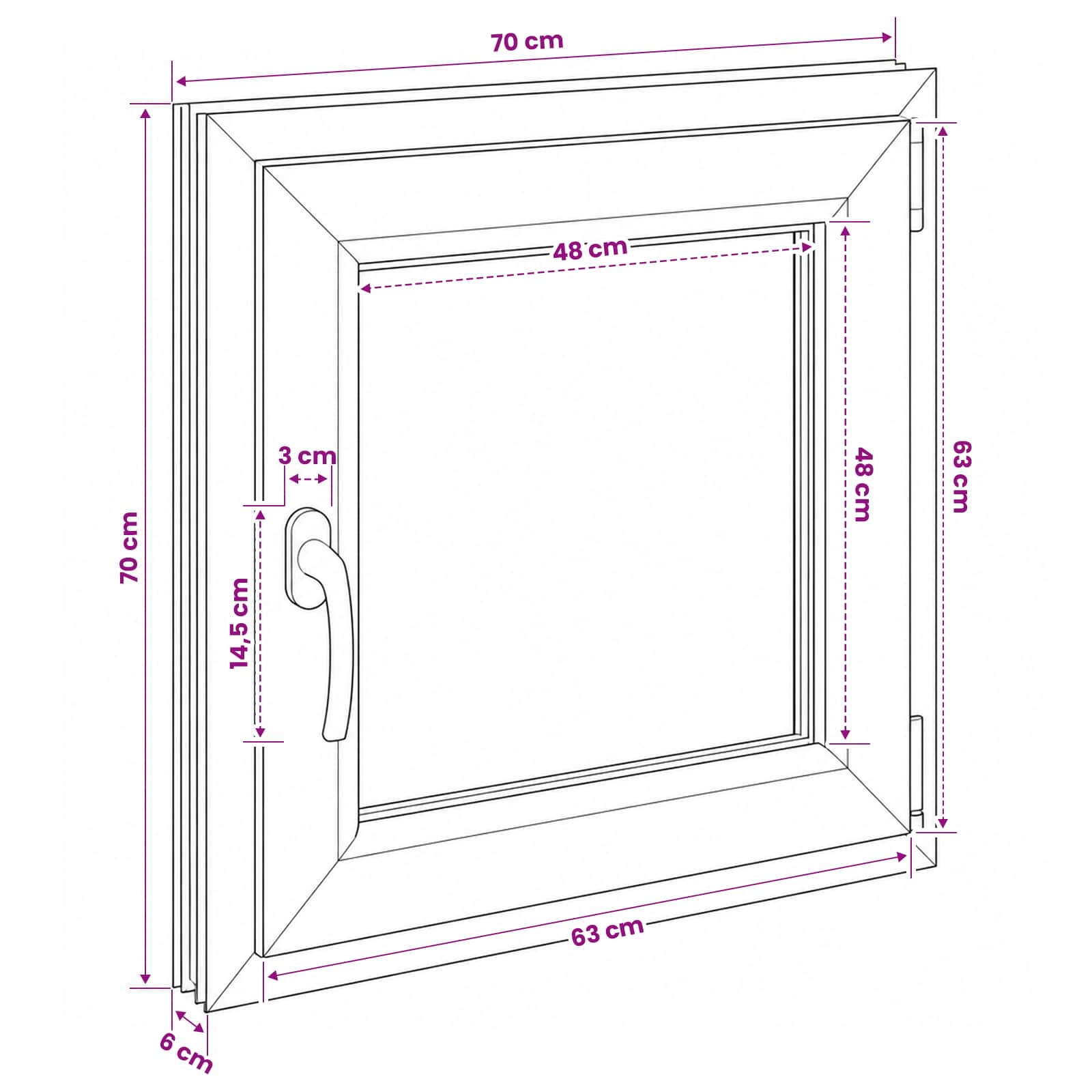Παράθυρο Κάτω Στρώματος RISOR 70 x 70 cm PVC και Γυαλί - Pakobazaar