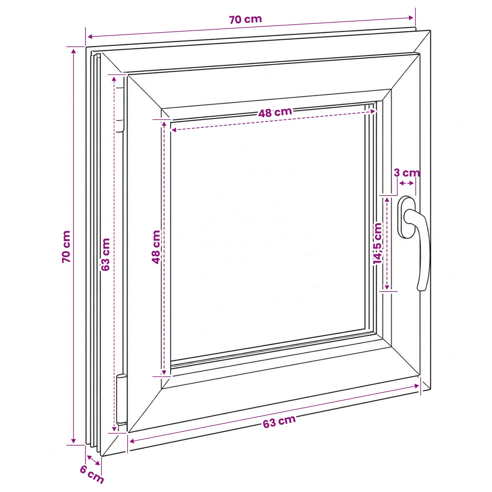 Παράθυρο Κάτω Στρώματος RISOR 70 x 70 cm PVC και Γυαλί - Pakobazaar