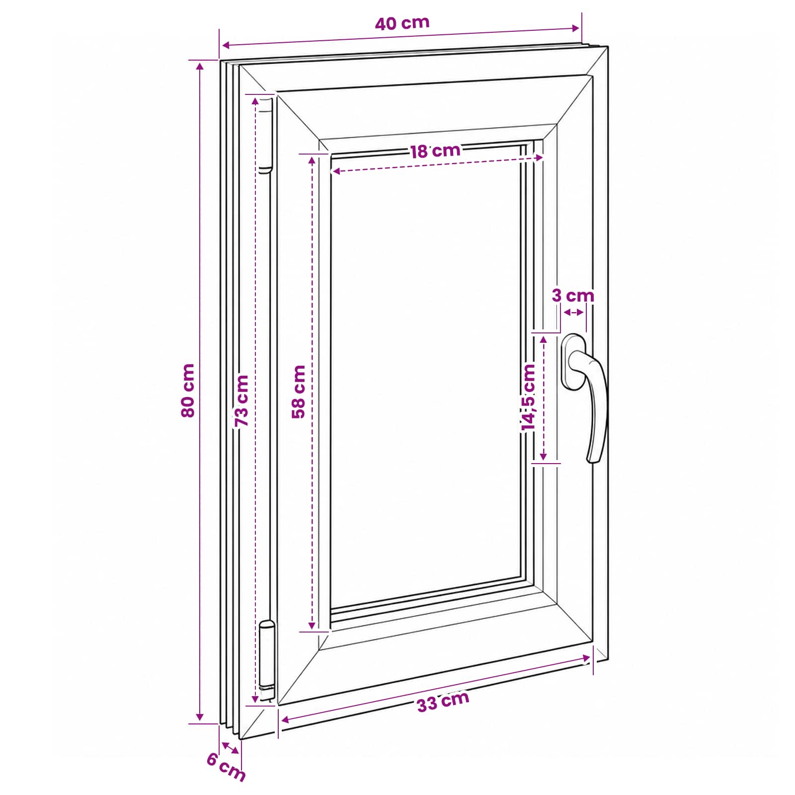 Παράθυρο Κάτω Στρώματος RISOR 40 x 80 cm PVC και Γυαλί - Pakobazaar
