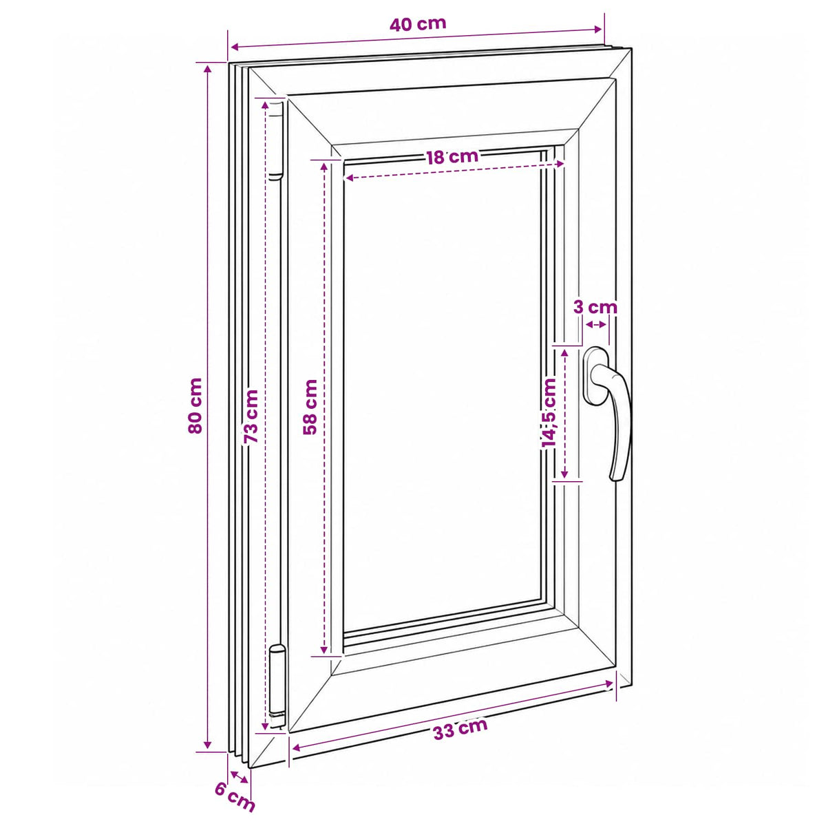Παράθυρο Κάτω Στρώματος RISOR 40 x 80 cm PVC και Γυαλί - Pakobazaar