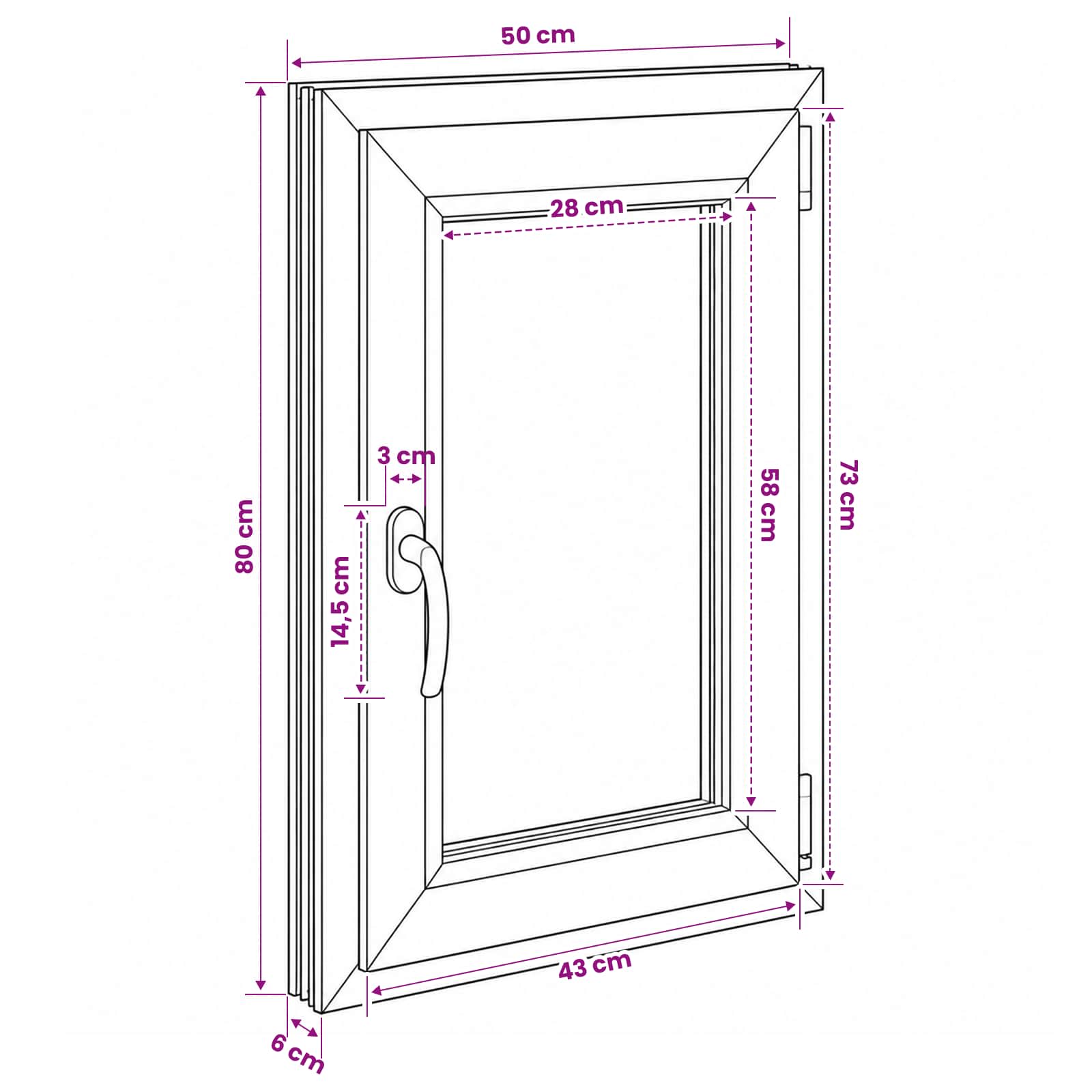Παράθυρο Κάτω Στρώματος RISOR 50 x 80 cm PVC και Γυαλί - Pakobazaar