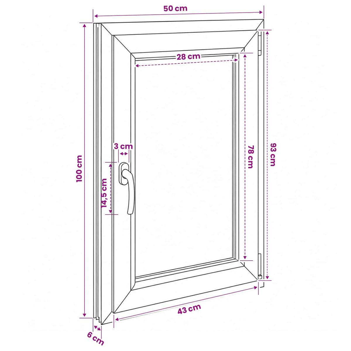 Παράθυρο Κάτω Στρώματος RISOR 50 x 100 cm PVC και Γυαλί - Pakobazaar