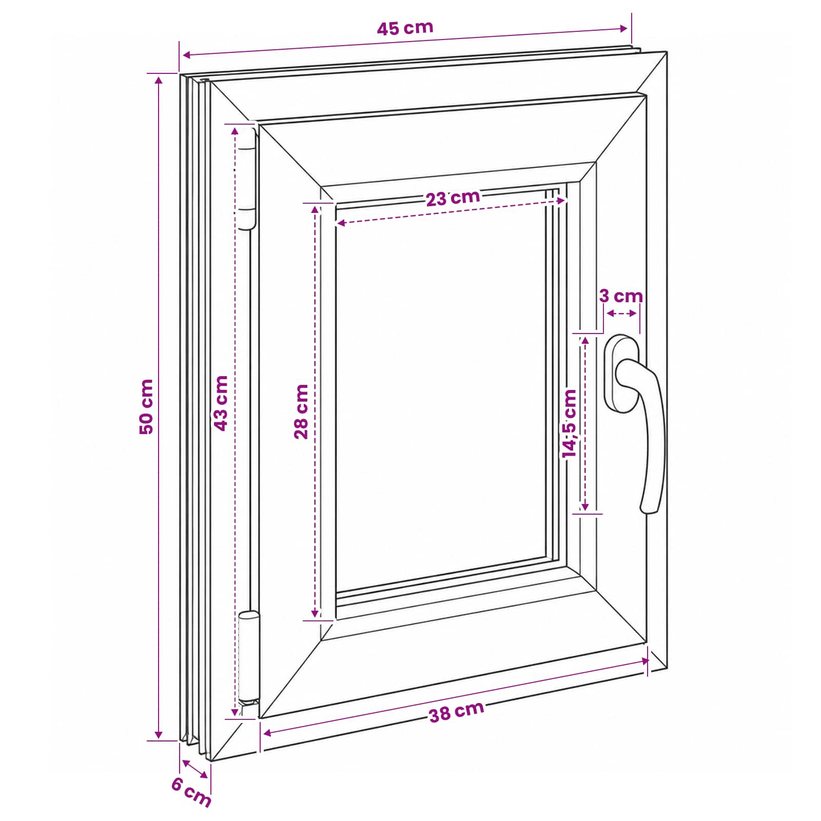 Παράθυρο Κάτω Στρώματος RISOR 50 x 55 εκ PVC και Γυαλί - Pakobazaar