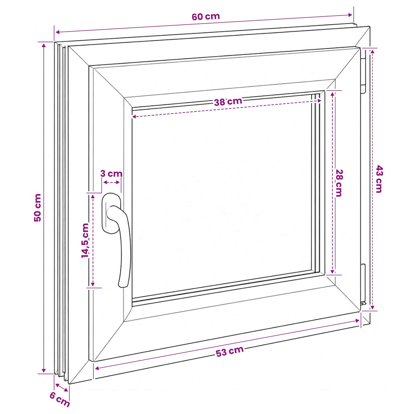 Παράθυρο Κάτω Στρώματος RISOR 60 x 50 cm PVC και Γυαλί - Pakobazaar