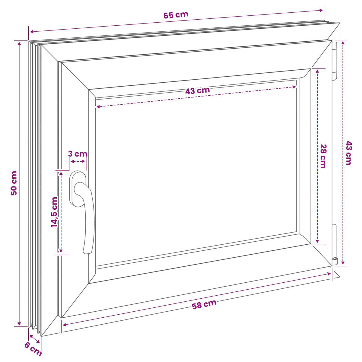 Παράθυρο Κάτω Στρώματος RISOR 50 x 55 εκ PVC και Γυαλί - Pakobazaar
