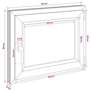 Παράθυρο Κάτω Στρώματος RISOR 50 x 55 εκ PVC και Γυαλί - Pakobazaar