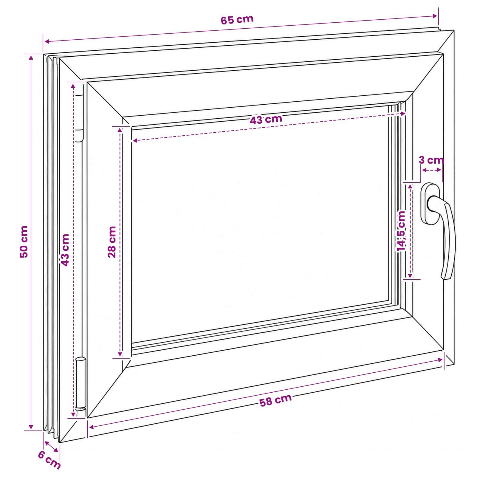 Παράθυρο Κάτω Στρώματος RISOR 50 x 55 εκ PVC και Γυαλί - Pakobazaar