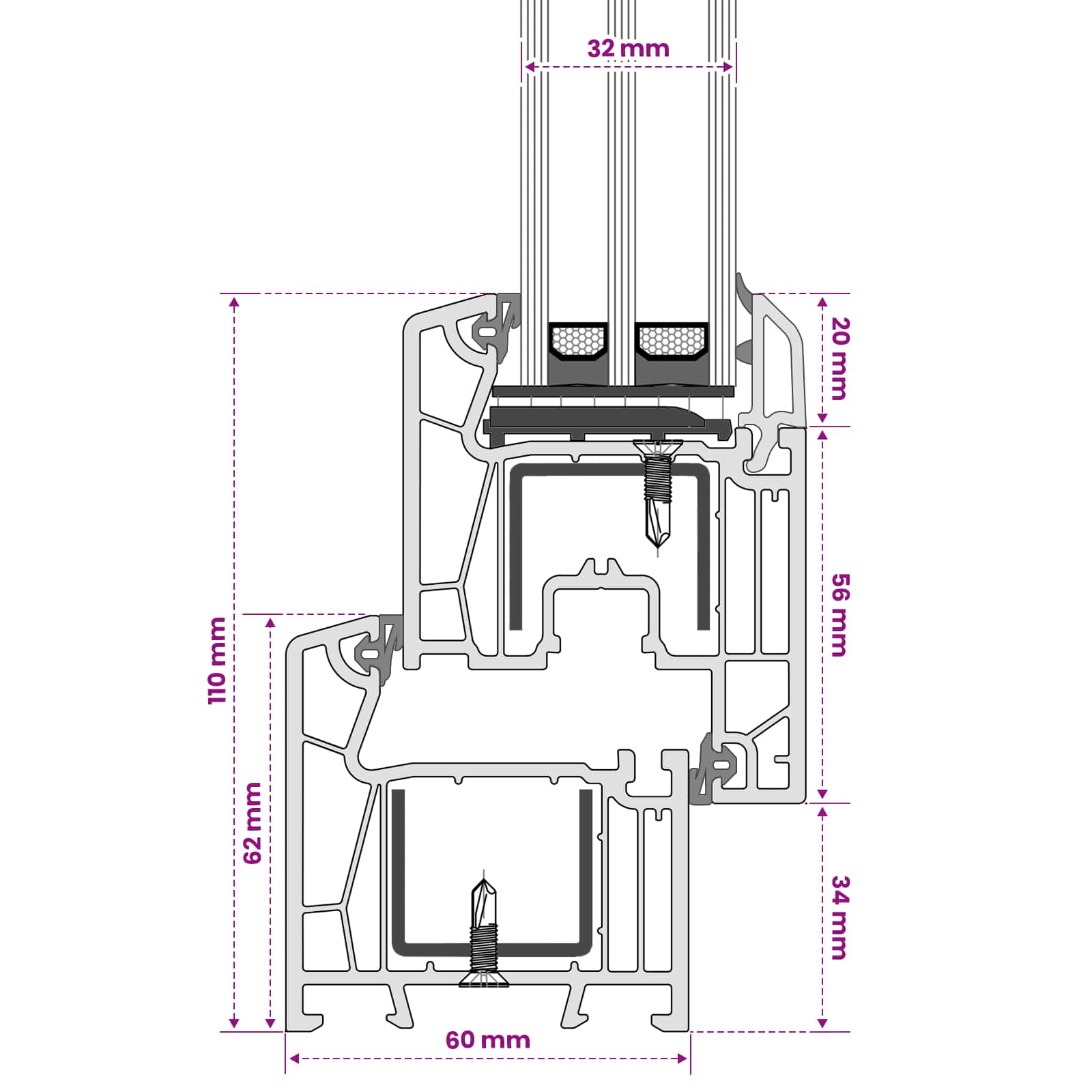 Παράθυρο Κάτω Στρώματος RISOR 50 x 55 εκ PVC και Γυαλί - Pakobazaar