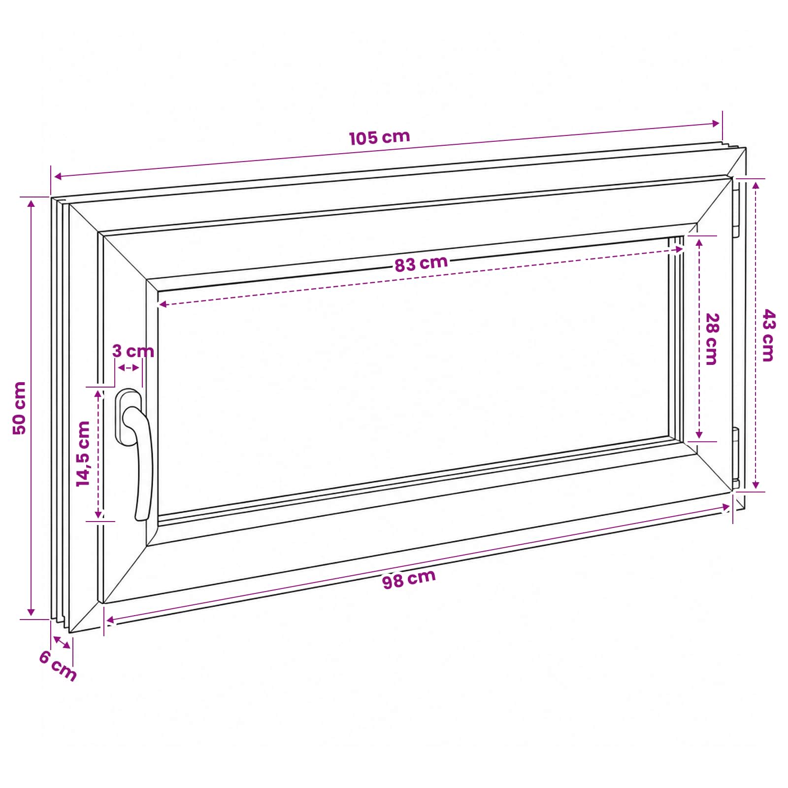 Παράθυρο Κάτω Στρώματος RISOR 50 x 55 εκ PVC και Γυαλί - Pakobazaar