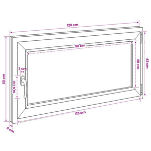 Παράθυρο Κάτω Στρώματος RISOR 120 x 50 cm PVC και Γυαλί - Pakobazaar