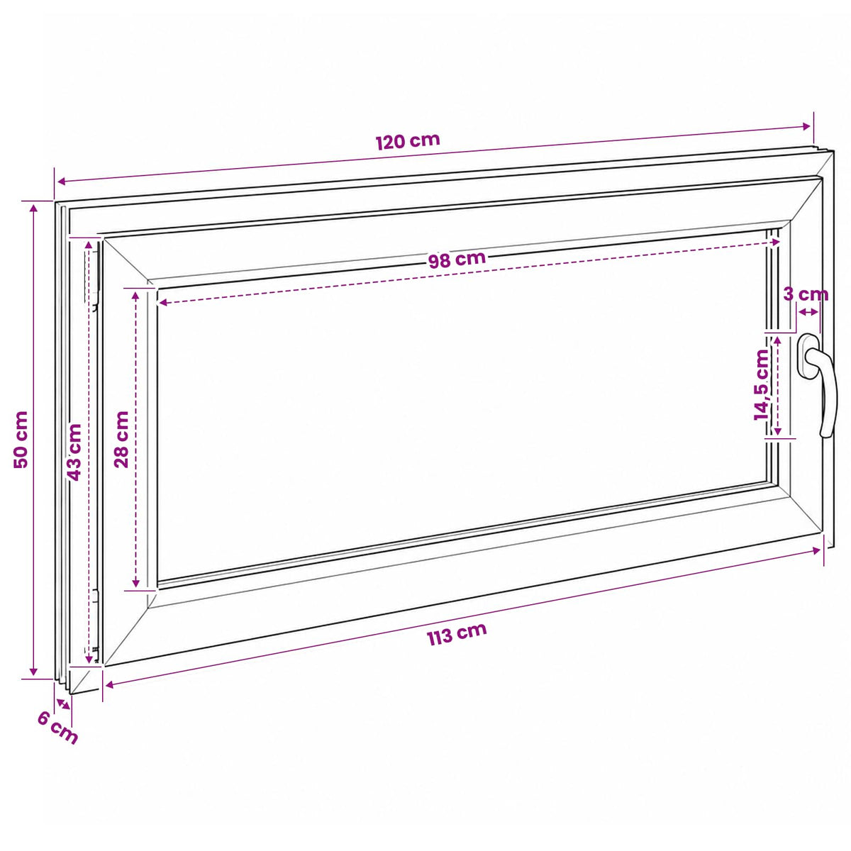 Παράθυρο Κάτω Στρώματος RISOR 120 x 50 cm PVC και Γυαλί - Pakobazaar
