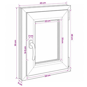 Παράθυρο Κάτω Στρώματος RISOR 50 x 55 εκ PVC και Γυαλί - Pakobazaar