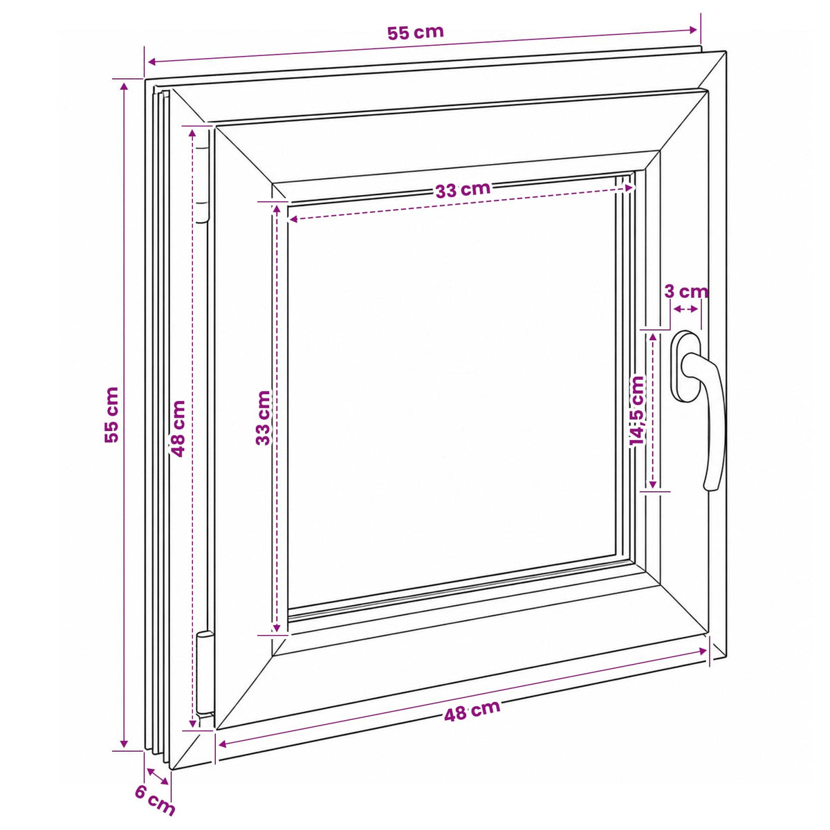 Παράθυρο Κάτω Στρώματος RISOR 55 x 55 εκ PVC και Γυαλί - Pakobazaar