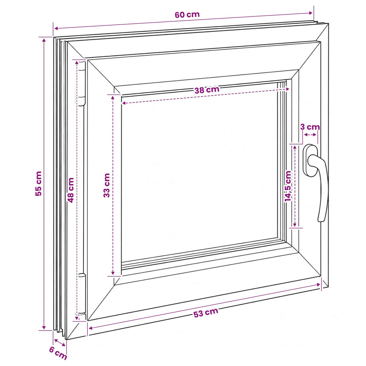 Παράθυρο Κάτω Στρώματος RISOR 60 x 55 cm PVC και Γυαλί - Pakobazaar