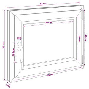 Παράθυρο Κάτω Στρώματος RISOR 50 x 55 εκ PVC και Γυαλί - Pakobazaar