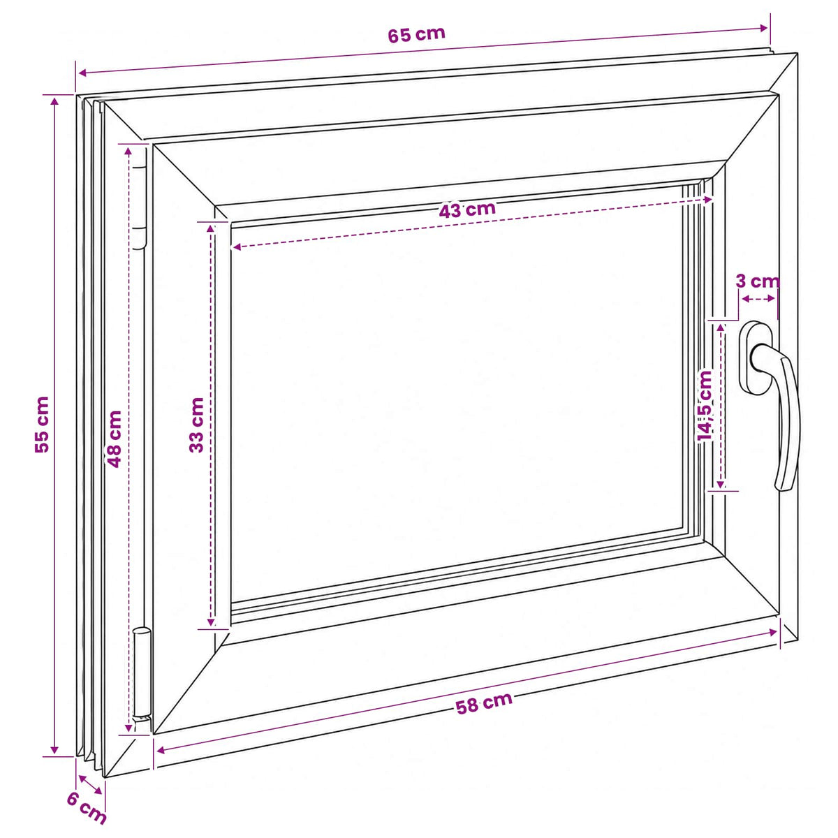 Παράθυρο Κάτω Στρώματος RISOR 50 x 55 εκ PVC και Γυαλί - Pakobazaar