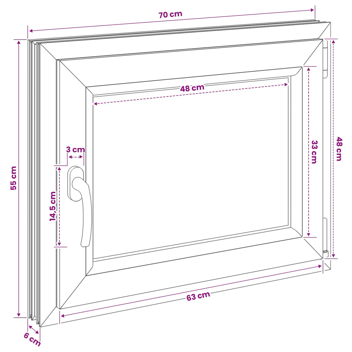 Παράθυρο Κάτω Στρώματος RISOR 50 x 55 εκ PVC και Γυαλί - Pakobazaar