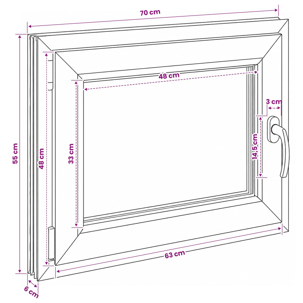 Παράθυρο Κάτω Στρώματος RISOR 50 x 55 εκ PVC και Γυαλί - Pakobazaar