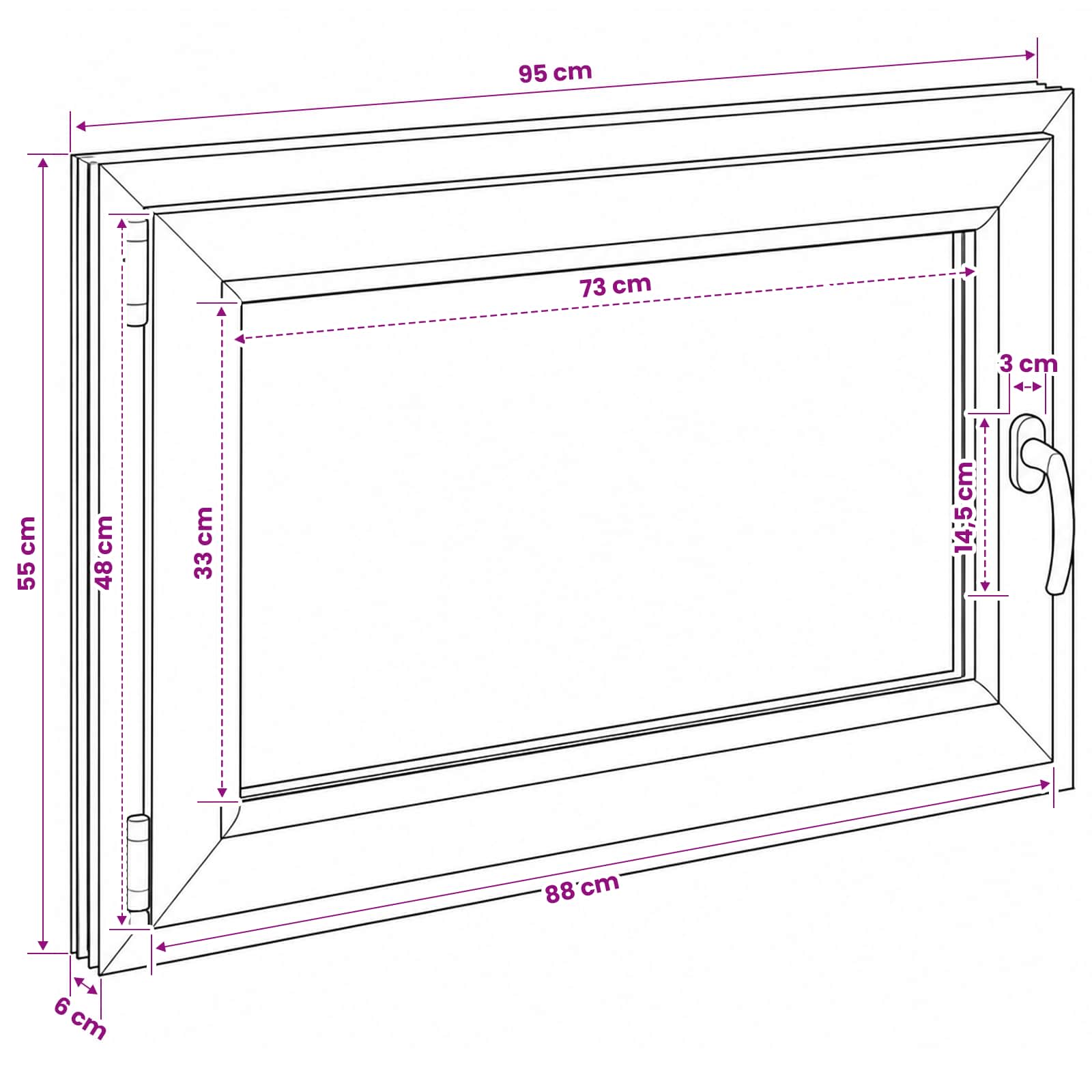 Παράθυρο Κάτω Στρώματος RISOR 50 x 55 εκ PVC και Γυαλί - Pakobazaar